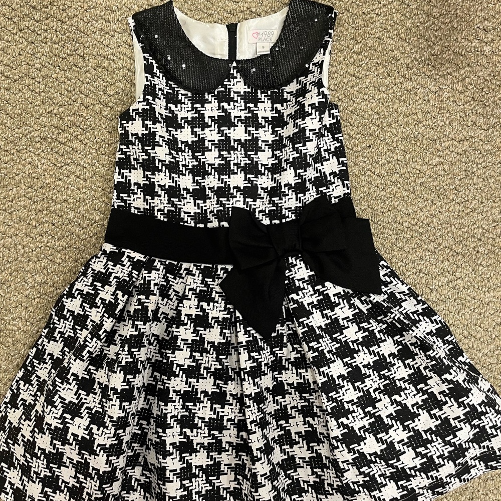 The Children's Place Black and White Houndstooth Dress